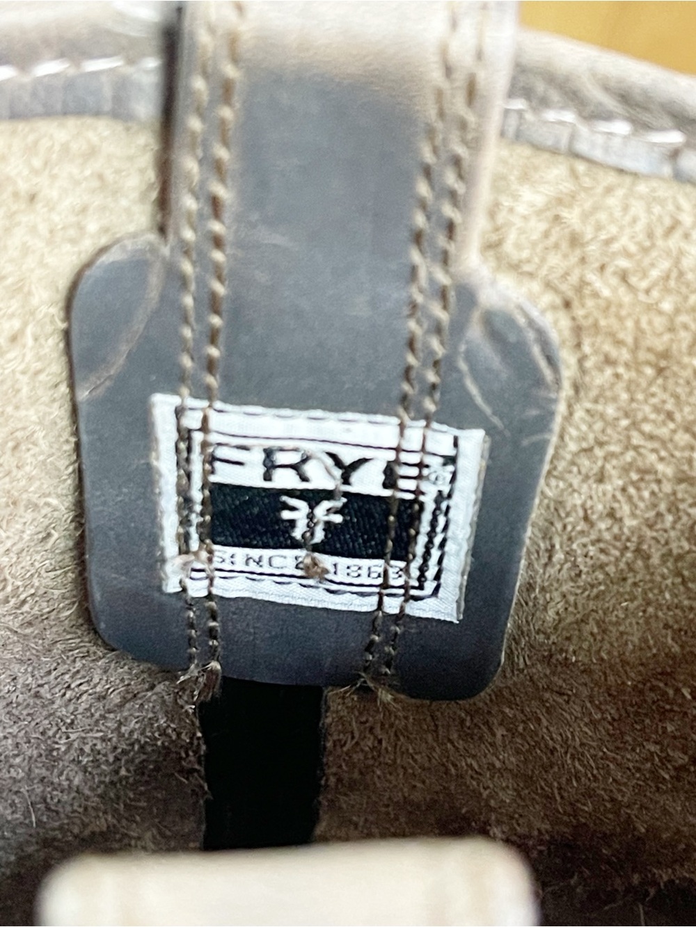 Frye Harness 12R combat square toe moto Biker Boot 77300 in smoke gray brown. 6 - Picture 12 of 15